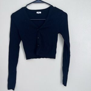 Button up black cropped cardigan
